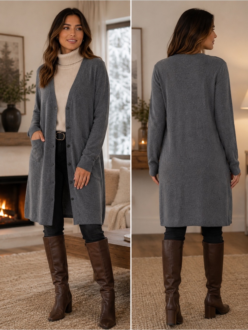 Brooks Brothers Gray Wool Blend Long Cardigan Sweater Size S
